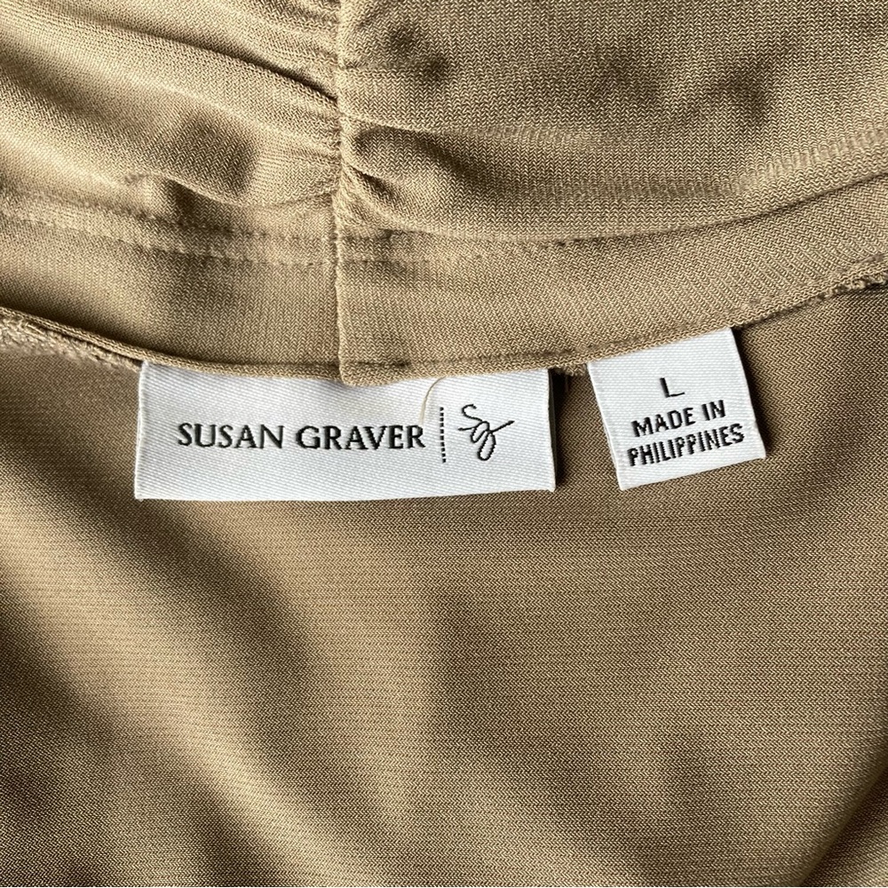 Susan Graver Beige Open Front Cardigan - Picture 3 of 6